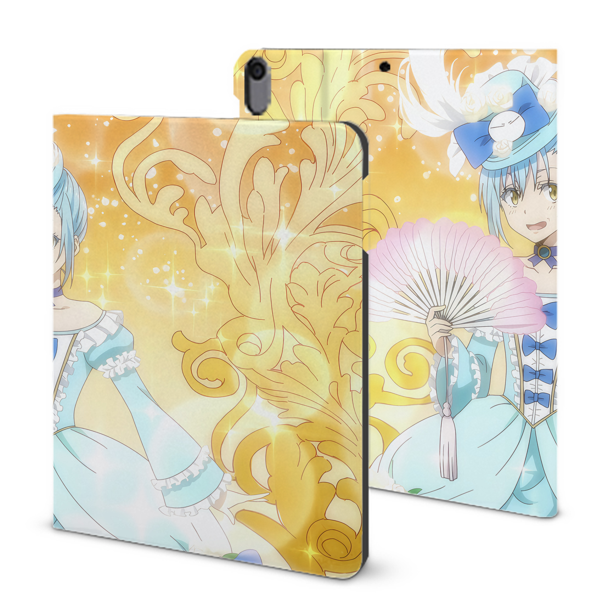 （画像用） 転スラ Regarding Reincarnated to Slime IPad ケース ブック型 PUレザー TPU 耐衝撃 軽量 薄型 ペン収納なし 全面保護 IPad 各モデル対応